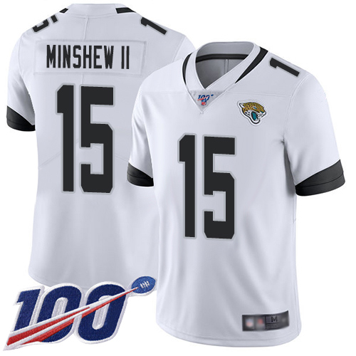 Jacksonville Jaguars #15 Gardner Minshew II White Youth Stitched NFL 100th Season Vapor Limited Jersey